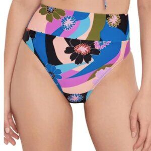 Salt + Cove Multicolor Women's Blooming Wave High-Waist Bikini Bottoms Size XL